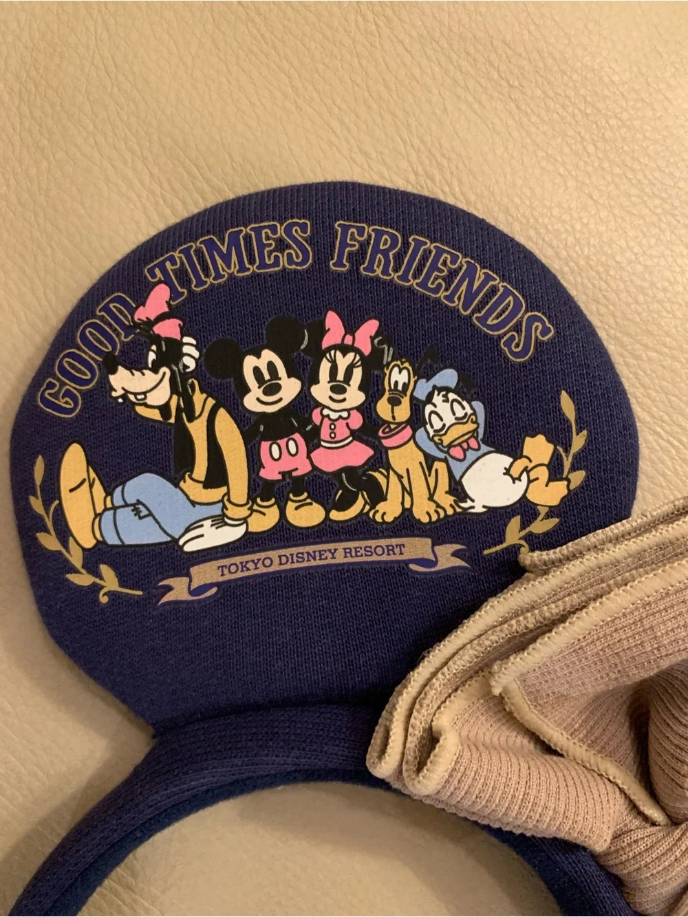 Tokyo Disney Resort Limited Minnie Mouse Headband Blue Beige Bow EUC Japan